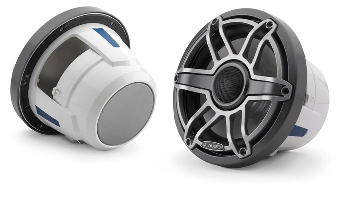 JL Audio M6 8.8in Coaxial Speakers Titanium Sport Grille — 1
