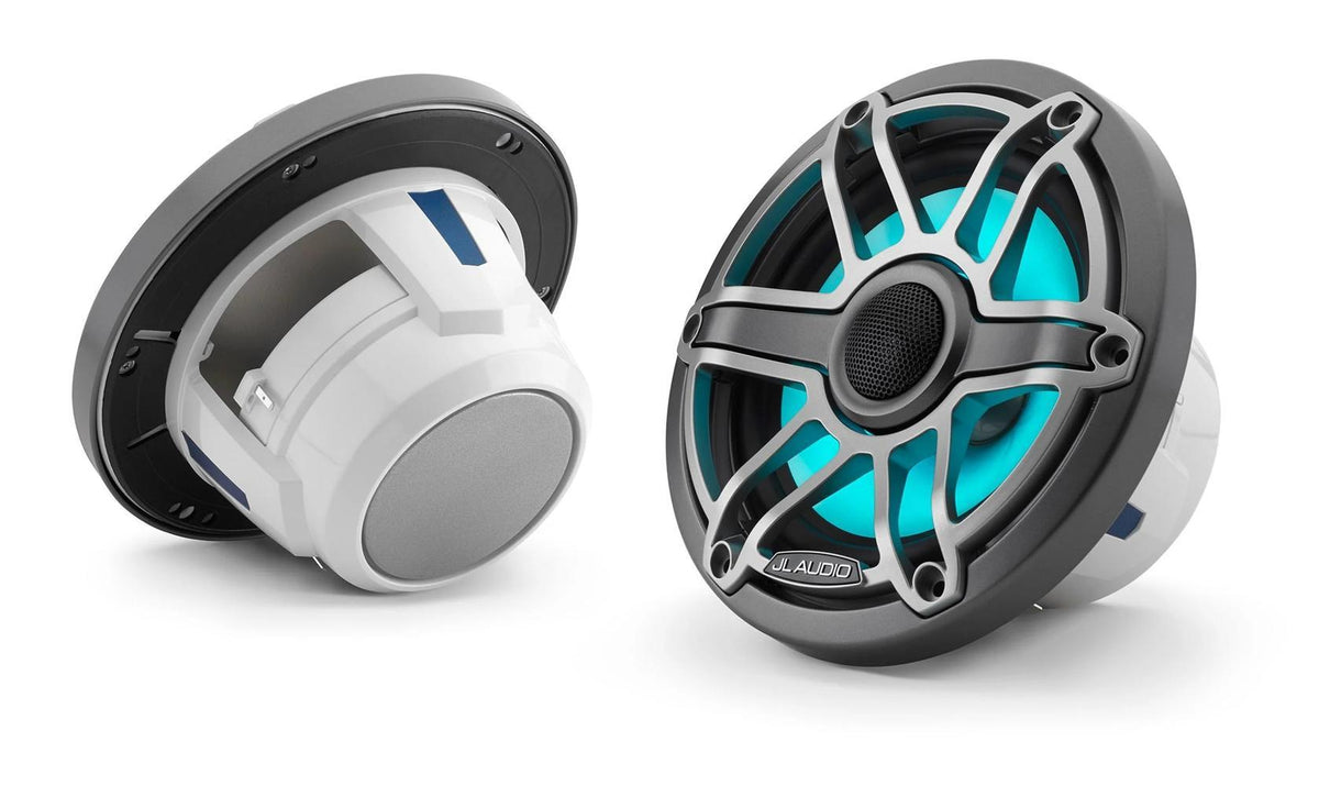 JL Audio M6 6.5in Coaxial Speakers Titanium Sport Grille with RGB LED — 1