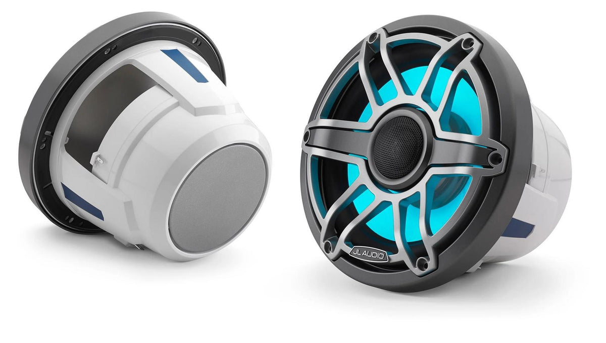 JL Audio M6 8.8in Coaxial Speakers Titanium Sport Grille with RGB LED — 1
