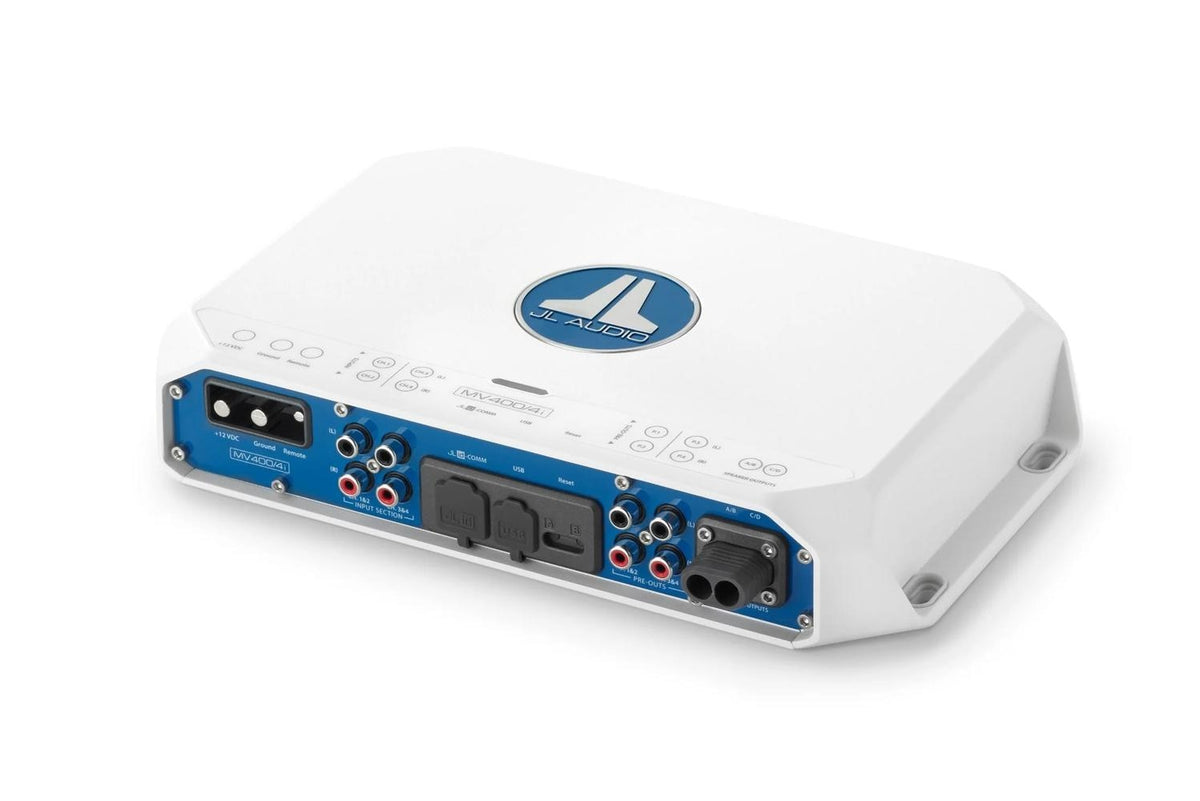 JL Audio MVi Marine Amplifier 4 Channel Full-Range 400 Watts 12v Integrated DSP — 1