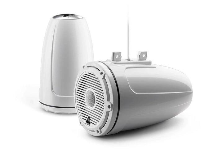 JL Audio M6 7.7in Enclosed Tower Speakers White Classic Grille — 1