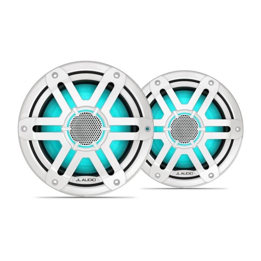 JL Audio M200 7.7in Marine Speaker Pair with LED and White Sport Grille