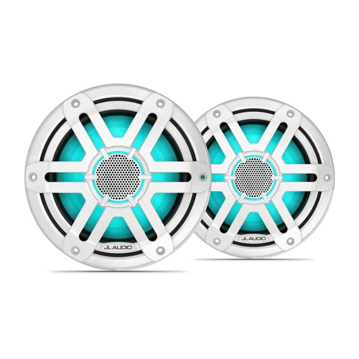 JL Audio M200 7.7in Marine Speaker Pair with LED and White Sport Grille