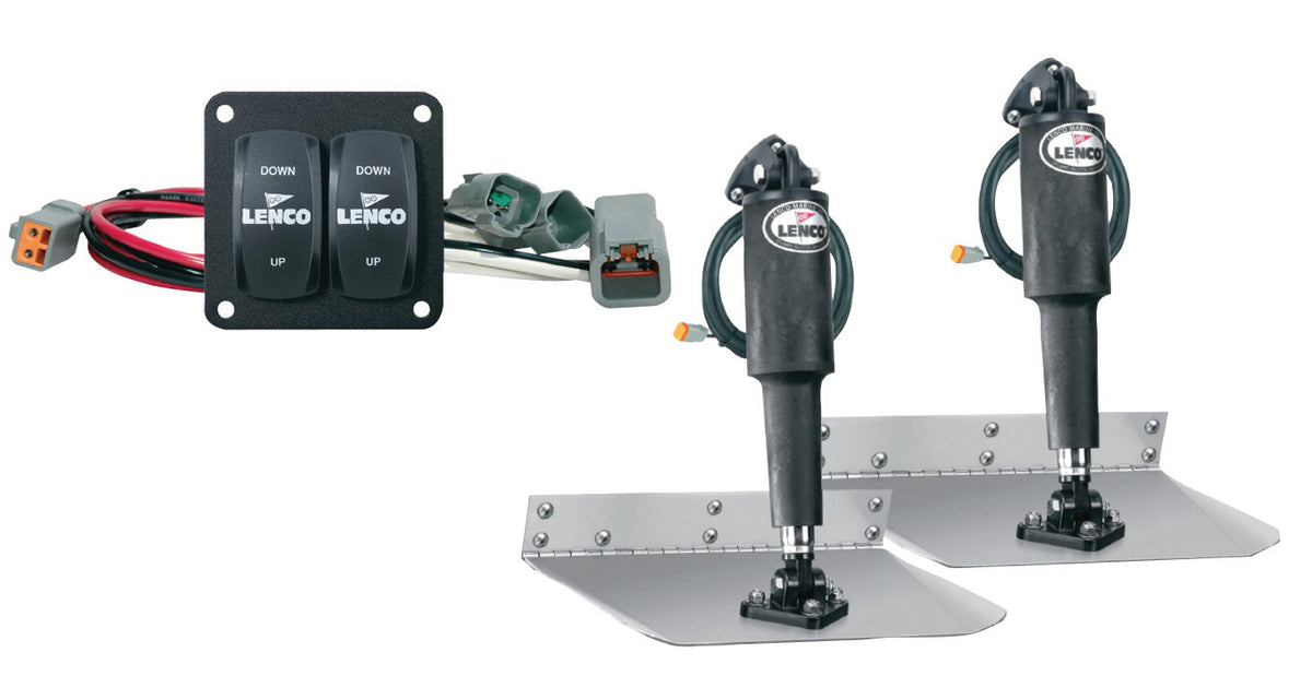 Lenco 9inx12in Standard Mount Trim tab Kit 12v with Double Rocker Switch