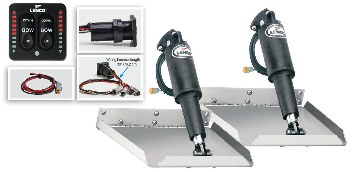 Lenco 12inx12in Edge Mount Trim Tab Kit 12v with LED Integrated Switch