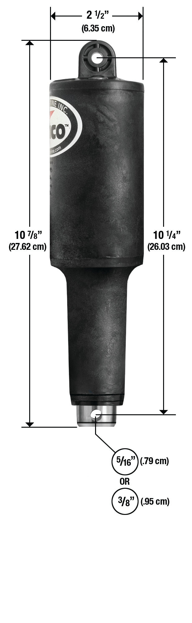 Lenco 2 1/4in Stroke XDS Actuator 5/16in x 3/8in 12v