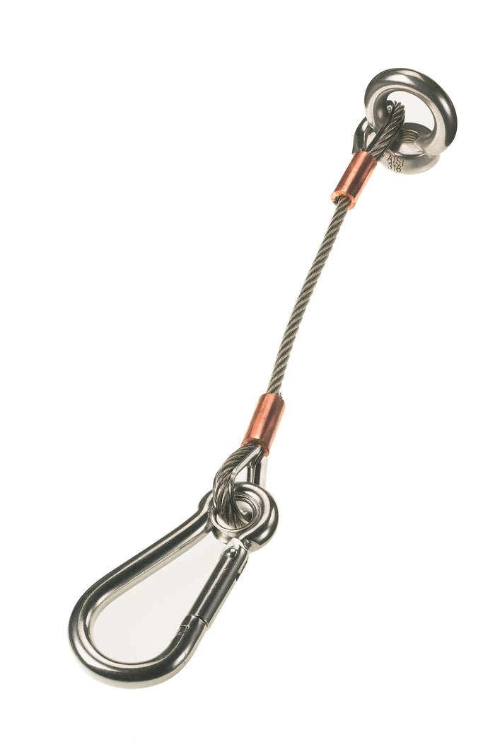 Lewmar 66840028 Anchor Strap 12in 4mm Cable with 8mm Caribiner Clip