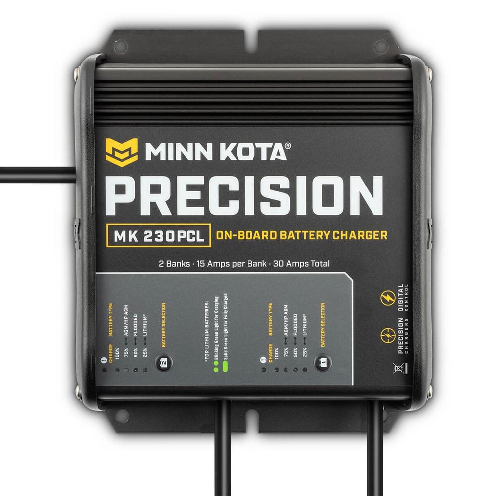 Minn Kota MK230PCL Precision Charger 2 Bank 15 Amps With 6ft AC Power Cable — 1