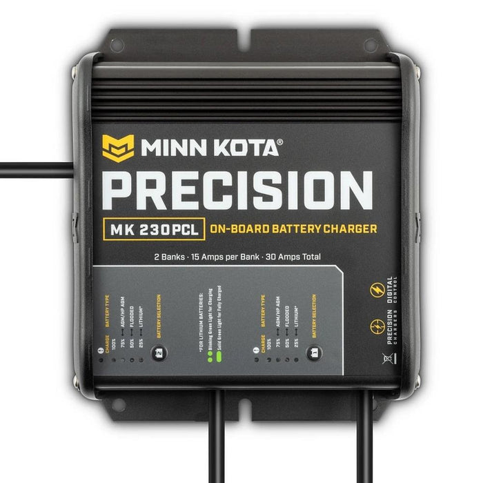 Minn Kota MK230PCL Precision Charger 2 Bank 15 Amps With 8.5ft AC Power Cable — 1