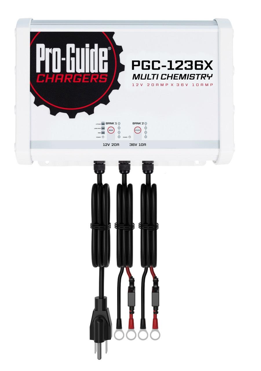 Pro-Guide PGC-1236X 2-Bank 1x12V/20A Lead Acid/LiFePo4 and 1x36V 10A LiFePO4 On Board Charger, IP68 — 1