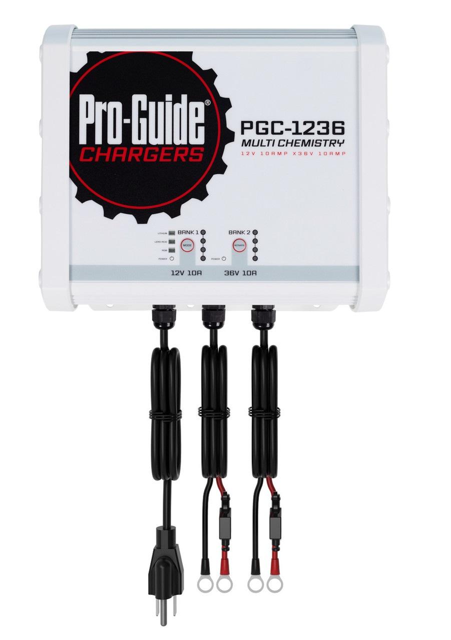 Pro-Guide PGC1236 2-Bank 1x12V/10A Lead Acid/LiFePo4 and 1x36V 10A LiFePO4 On Board Charger, IP68 — 1