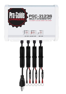 Pro-Guide PGC-21236 3-Bank 1x12V/10A Lead Acid/LiFePO4, 1x 12V/16V/10A AGM/LiFePO4 and 1x36V 10A LiFePO4 On Board Charger, IP68 — 1