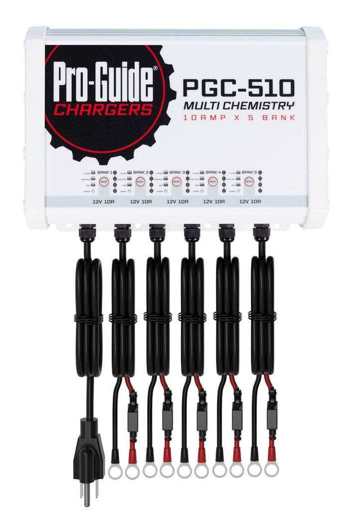Pro Guide PGC-510 5-Bank 5x12V 10A Lead Acid/LiFePO4 On Board Charger, IP68 — 1