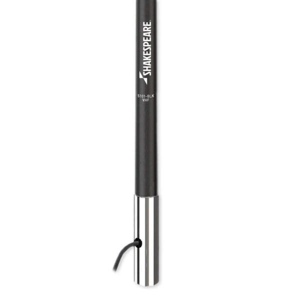 Shakespeare 5101 Black 8ft 6dB VHF Antenna Chrome Ferrule 15ft RG58 Cable