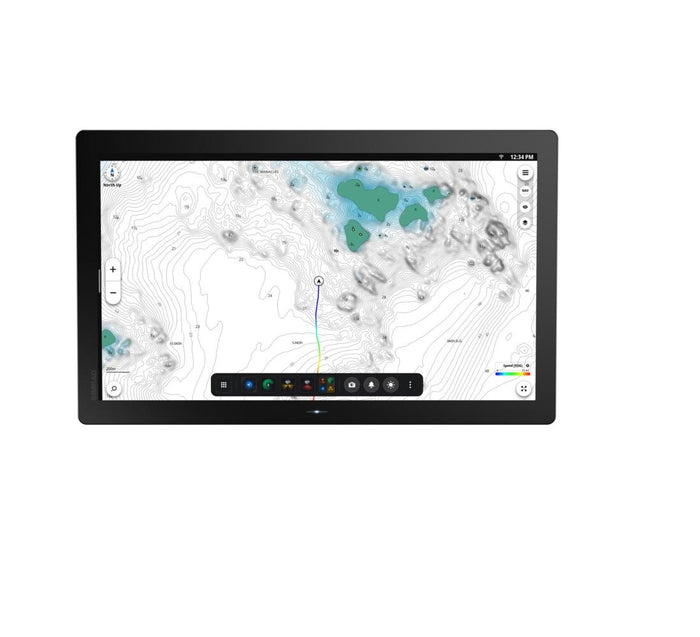 Simrad NSO 4-22. NEON OS, 22-inch Glass-bridge multi-function display. Qualcomm 8-core processor. Full HD touchscreen. Gigabit Ethernet, WIFI, Video In and Out. Next-generation C-MAP DISCOVER X chart included — 1