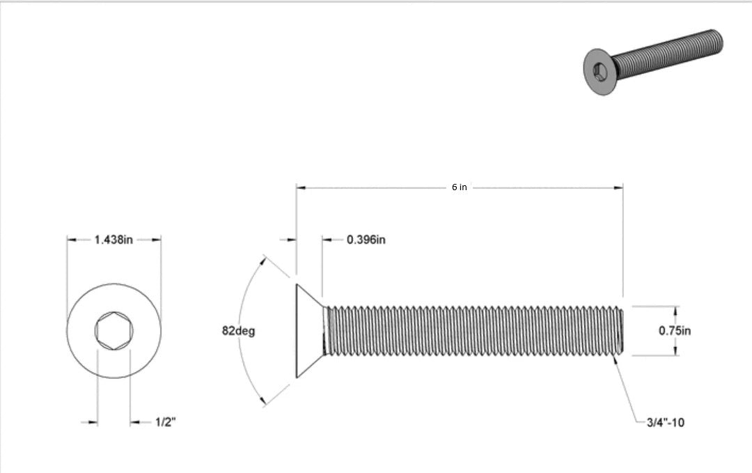 Sea Swivel Stainless Bolt 3/4-10 6in Long
