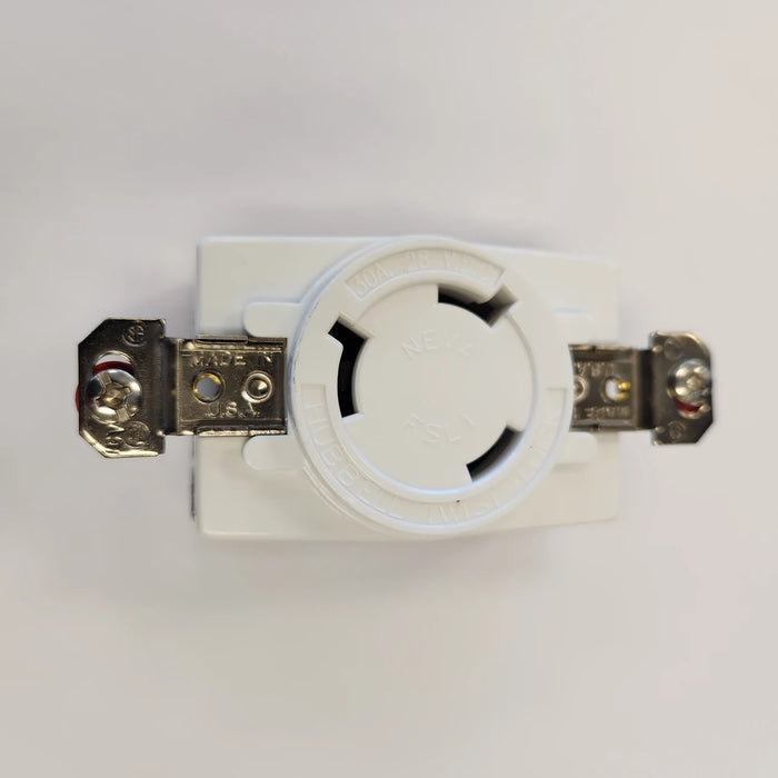 Hubbell HBL328DCRW white 30A 28V DC locking receptacle