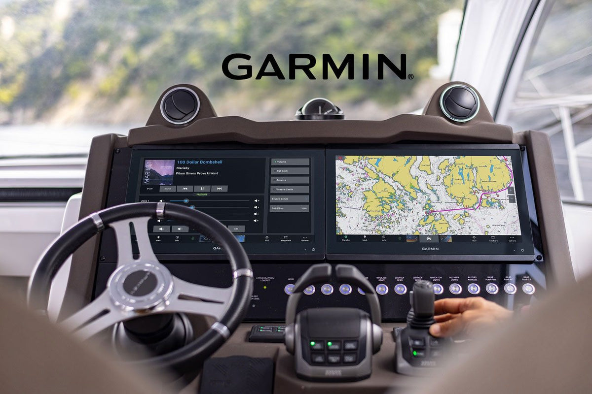 Garmin navigation displays at the helm